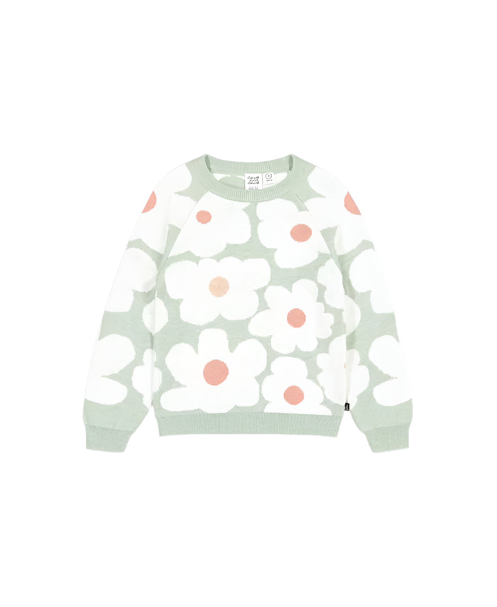Deux Par Deux girls jacquard flower sweater