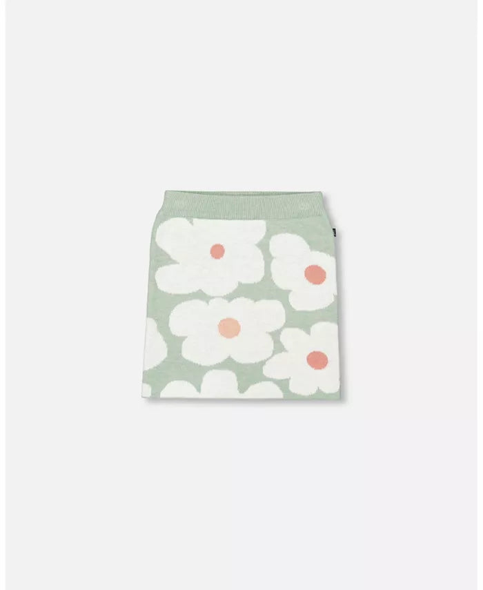Deux Par Deux girls jacquard flower knit skirt