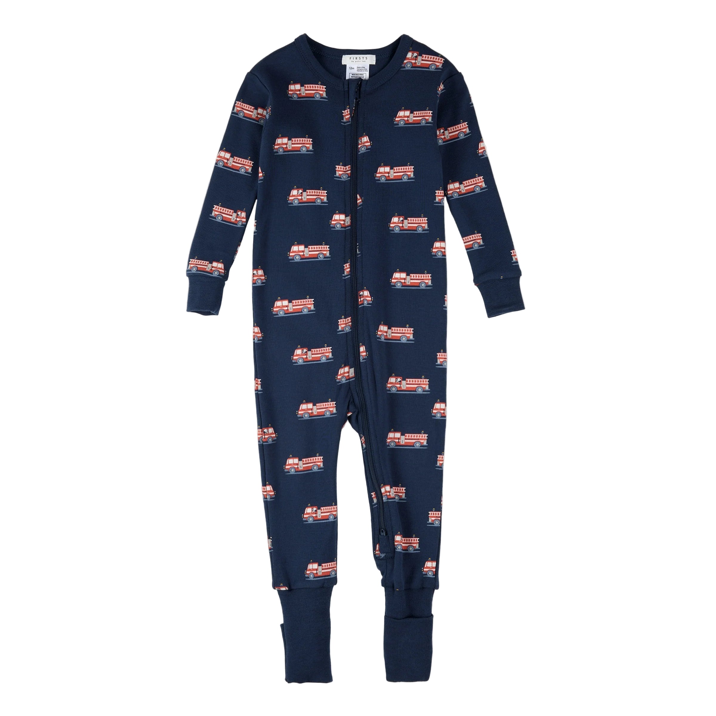 Petit Lem infant fire truck print convertible sleeper