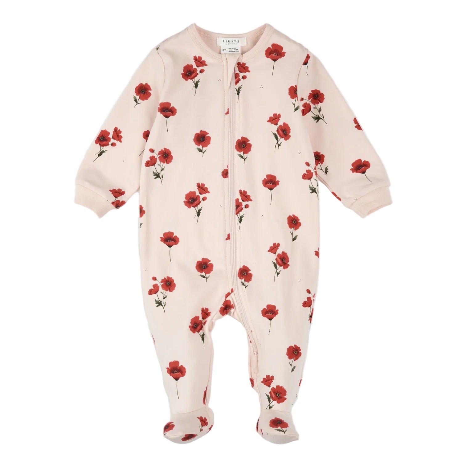 Petit Lem infant girl poppy print footie