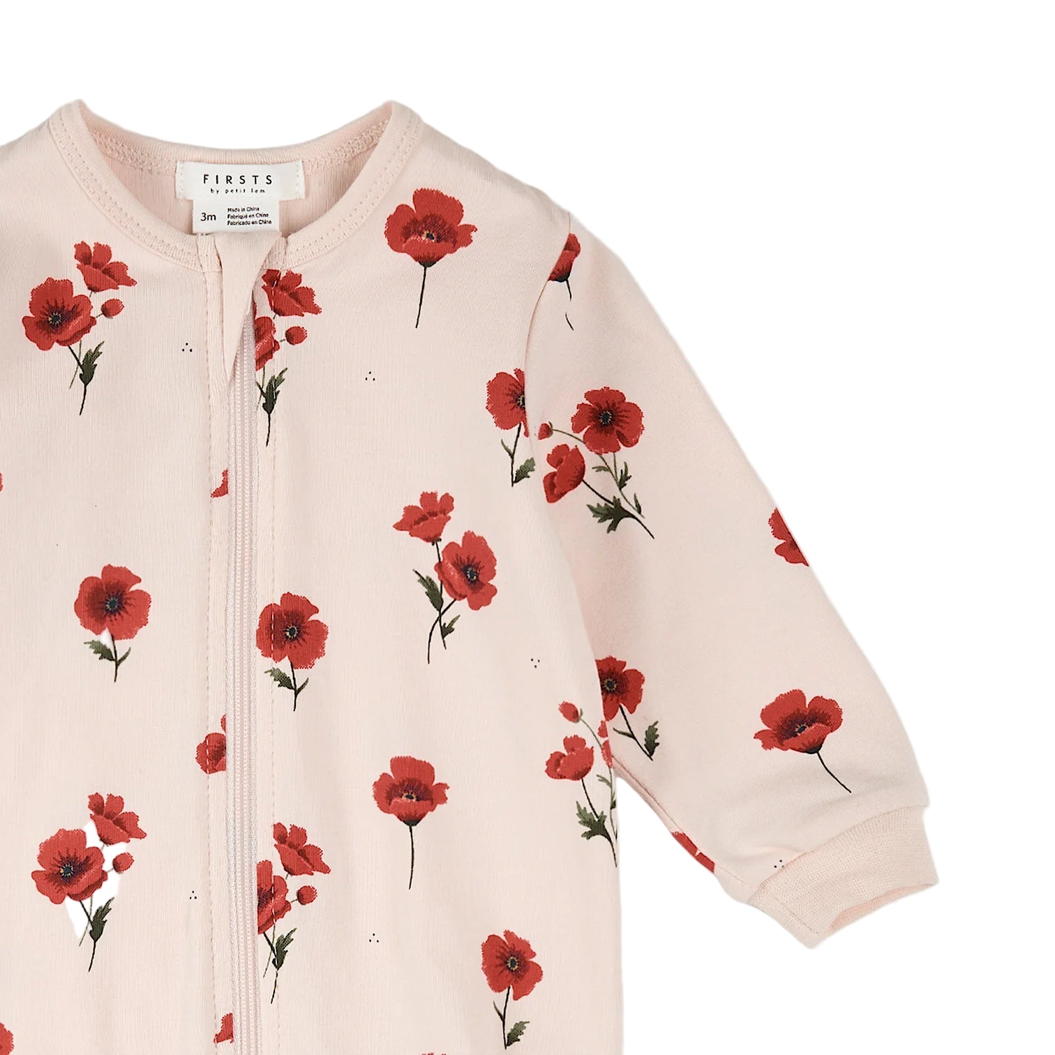 Petit Lem infant girl poppy print footie