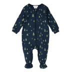 Petit Lem infant trees print ribbed footie