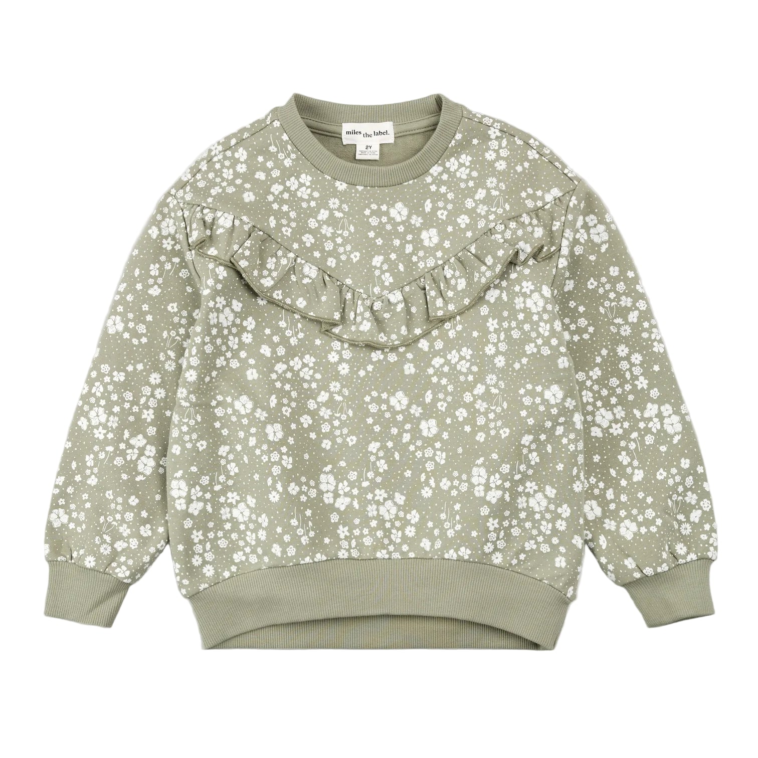 Miles the Label girls floral print ruffle sweatshirt