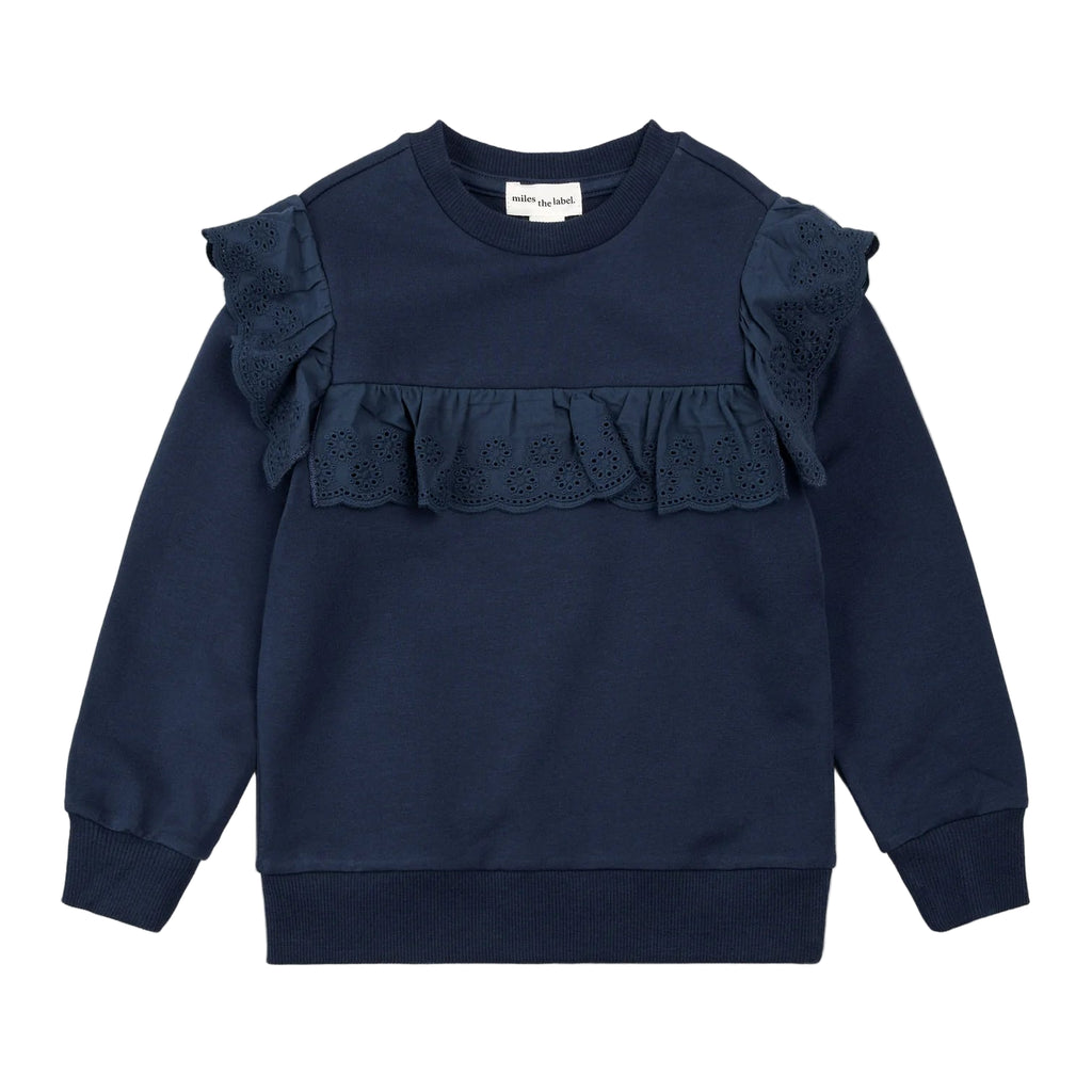 Miles the Label girls eyelet detail sweatshirt