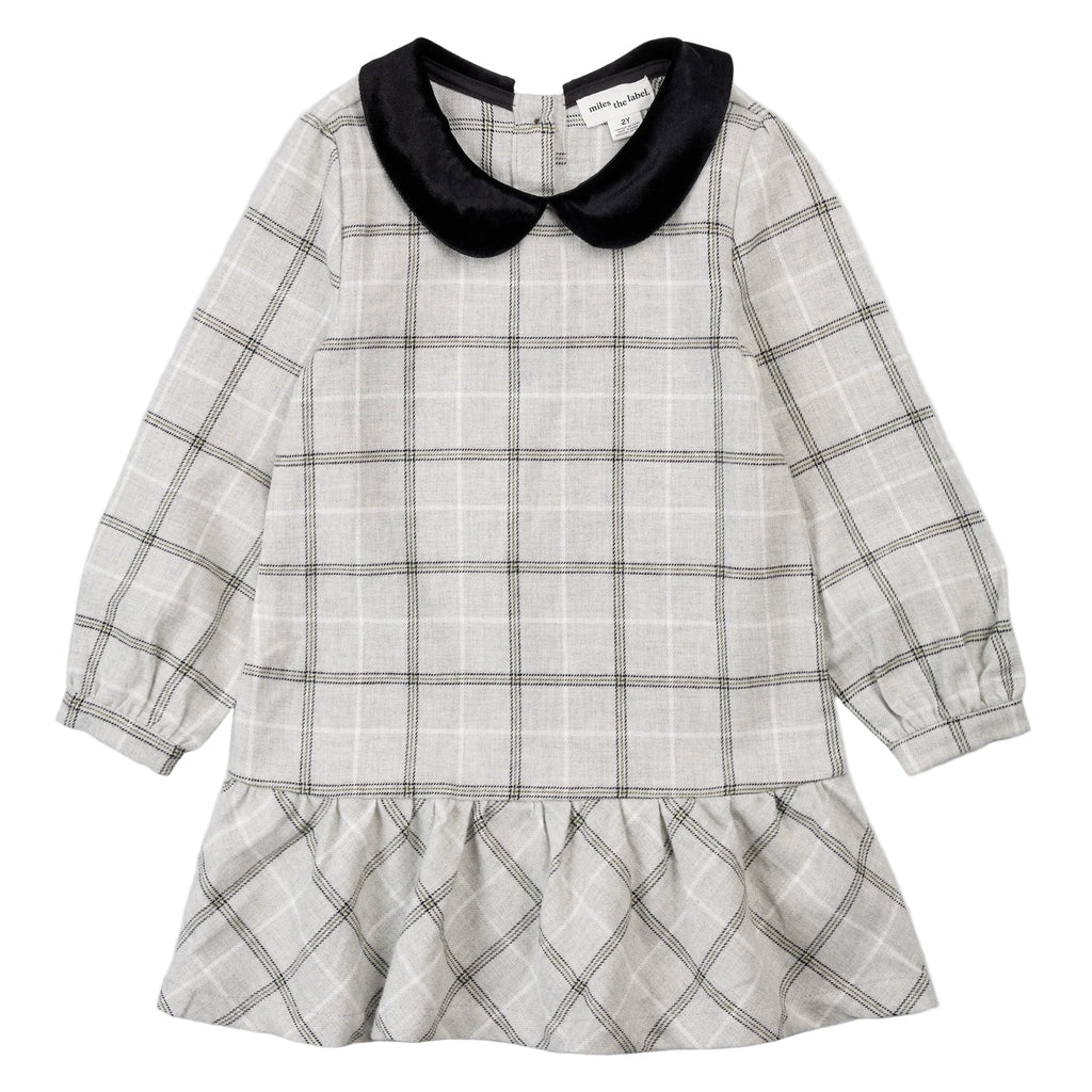 Miles the Label infant girl velvet collar flannel dress