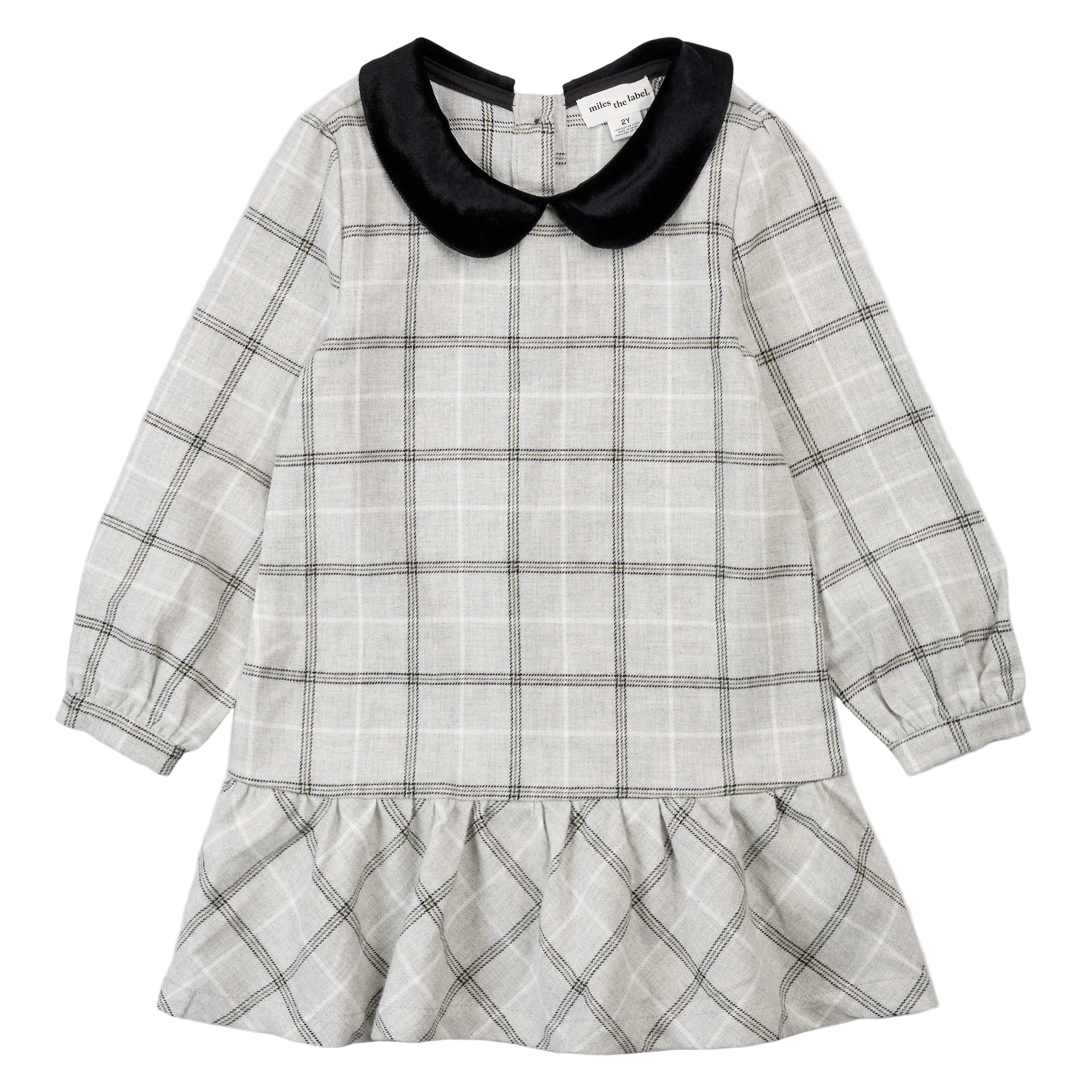 Miles the Label infant girl velvet collar flannel dress
