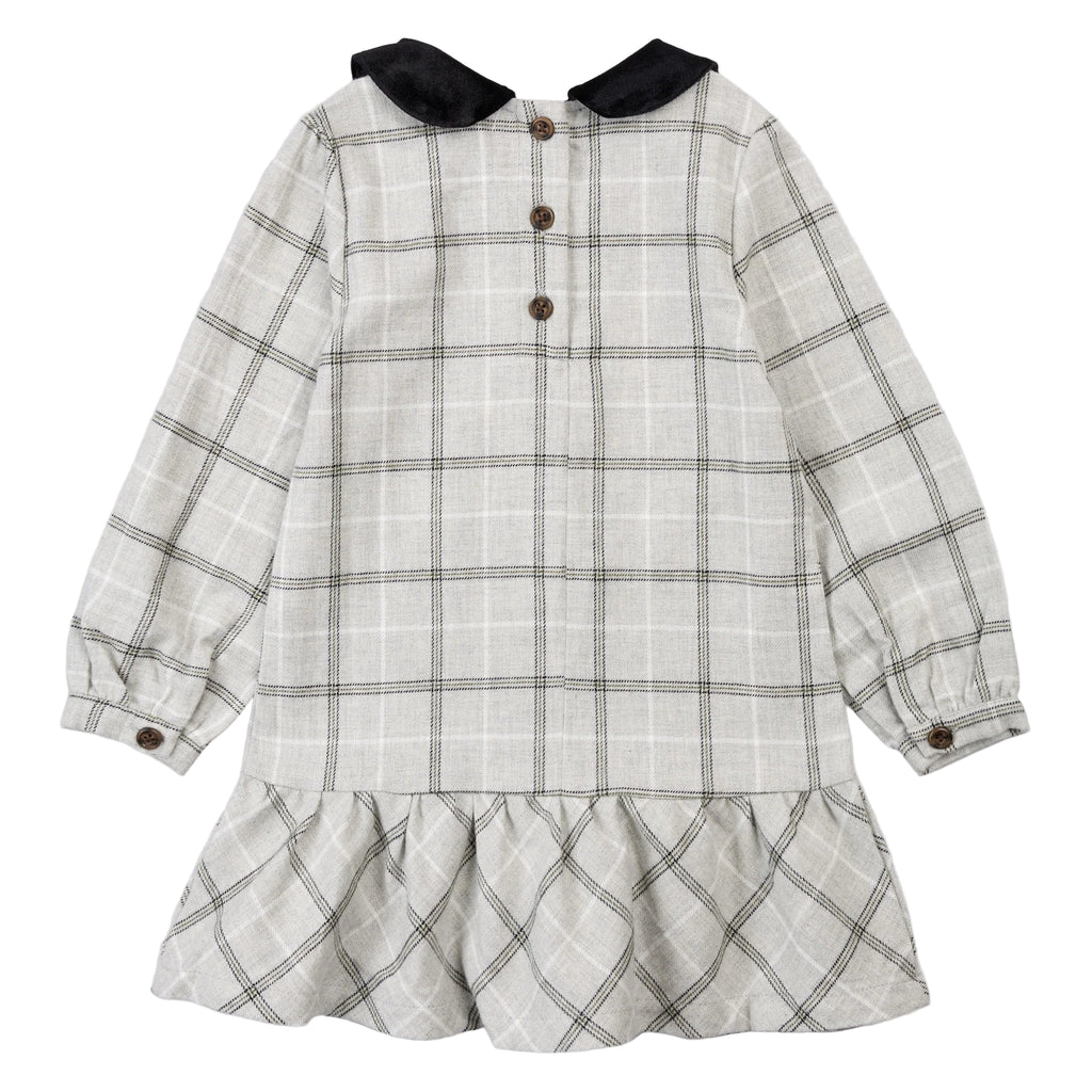 Miles the Label infant girl velvet collar flannel dress