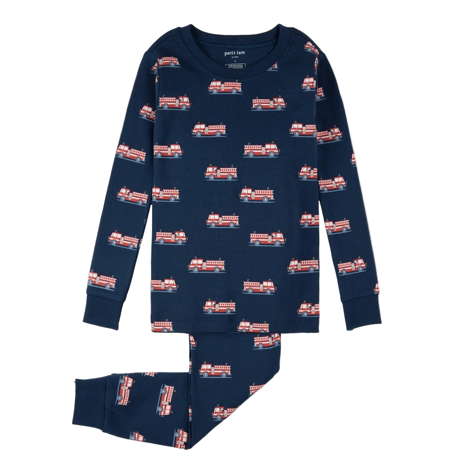 Petit Lem kids fire truck print pajamas