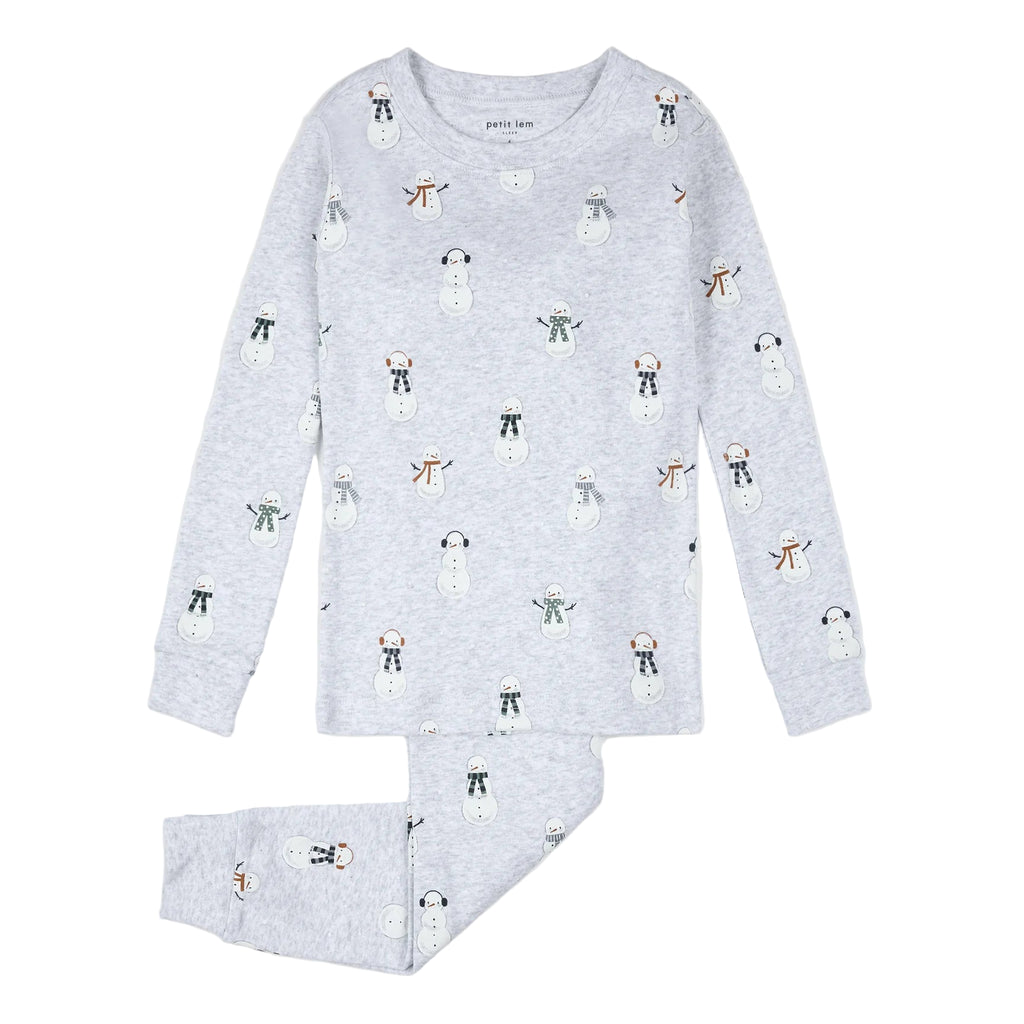 Petit Lem kids snowman print pajamas