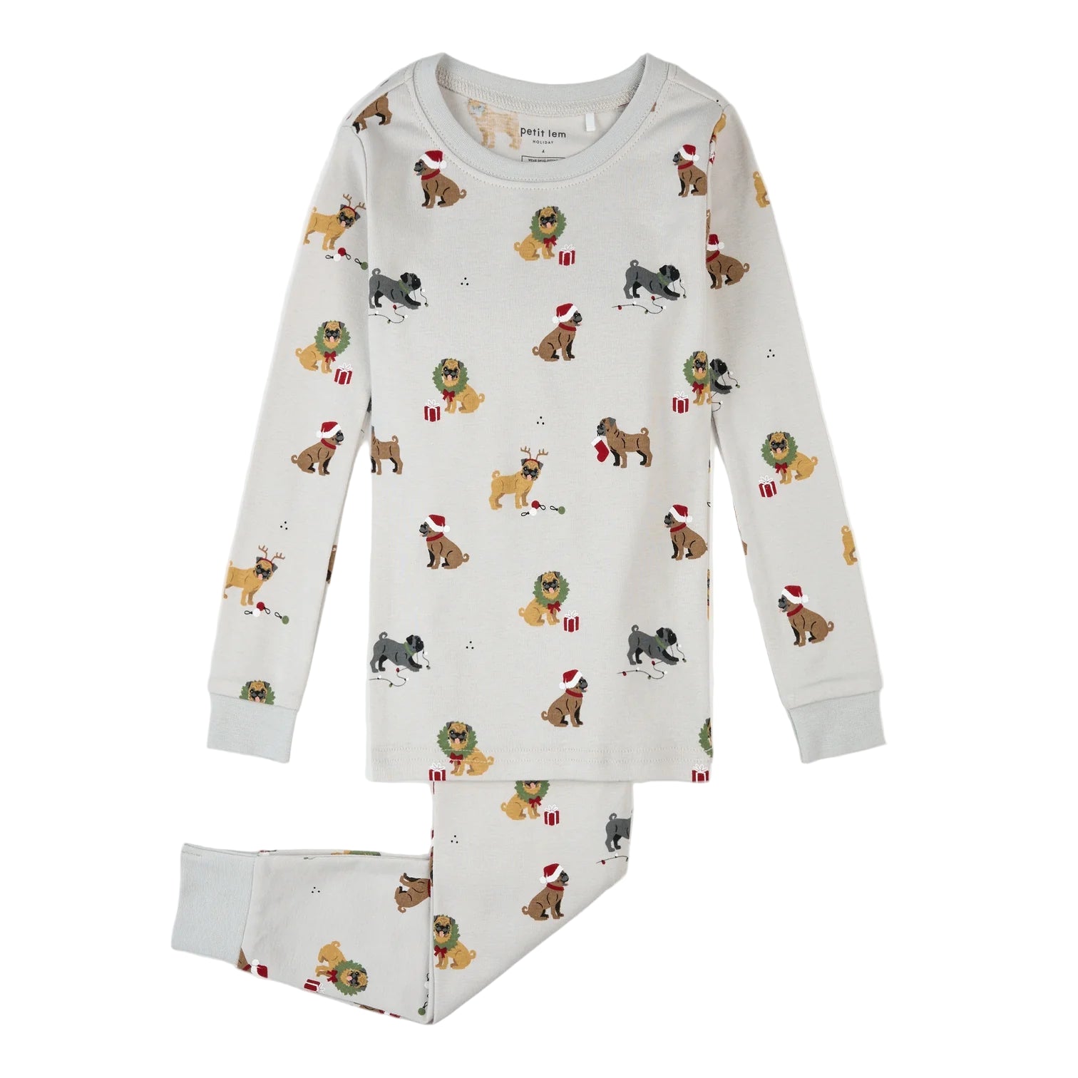 Petit Lem kids holiday pugs print pajamas