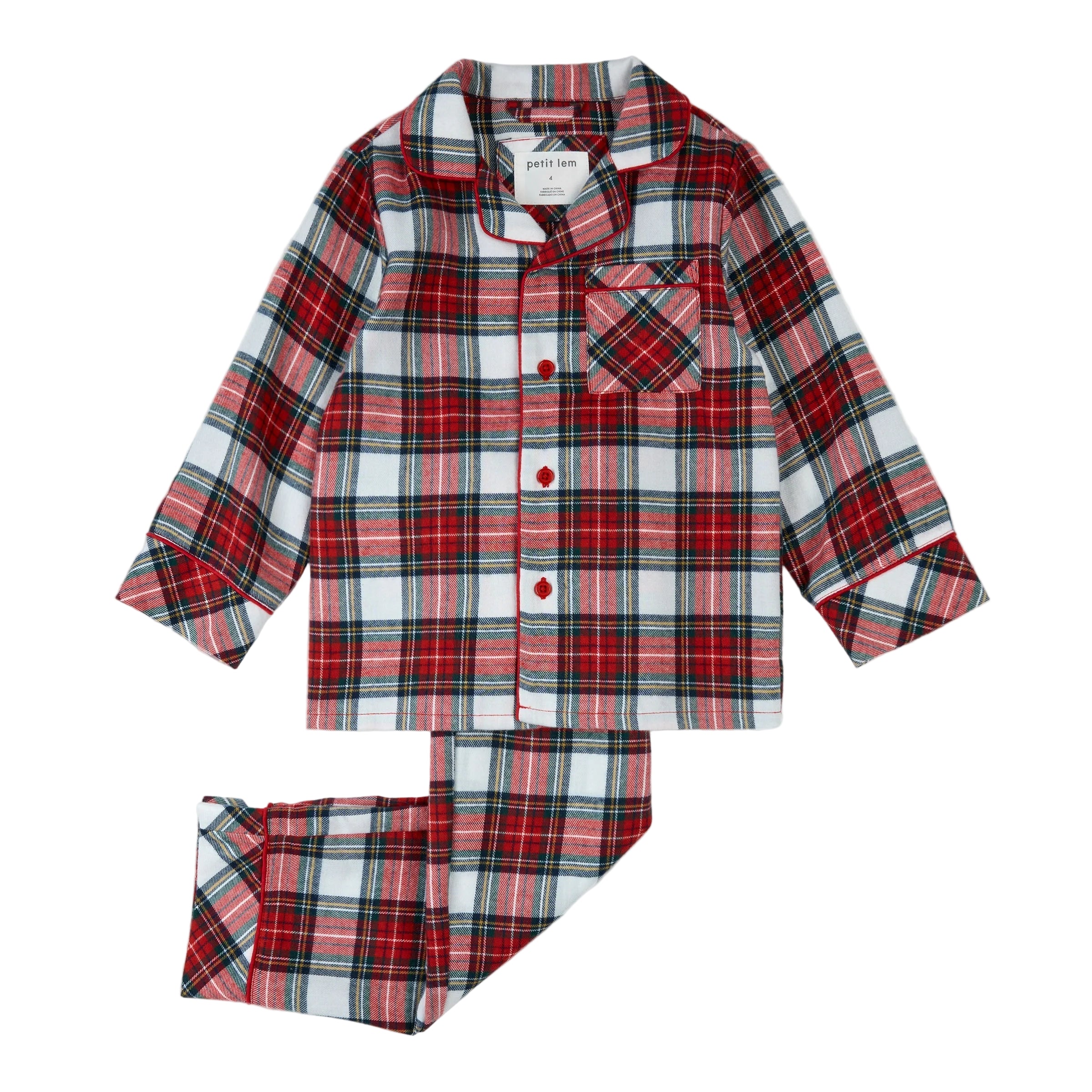 Petit Lem big kids tartan plaid flannel pajamas