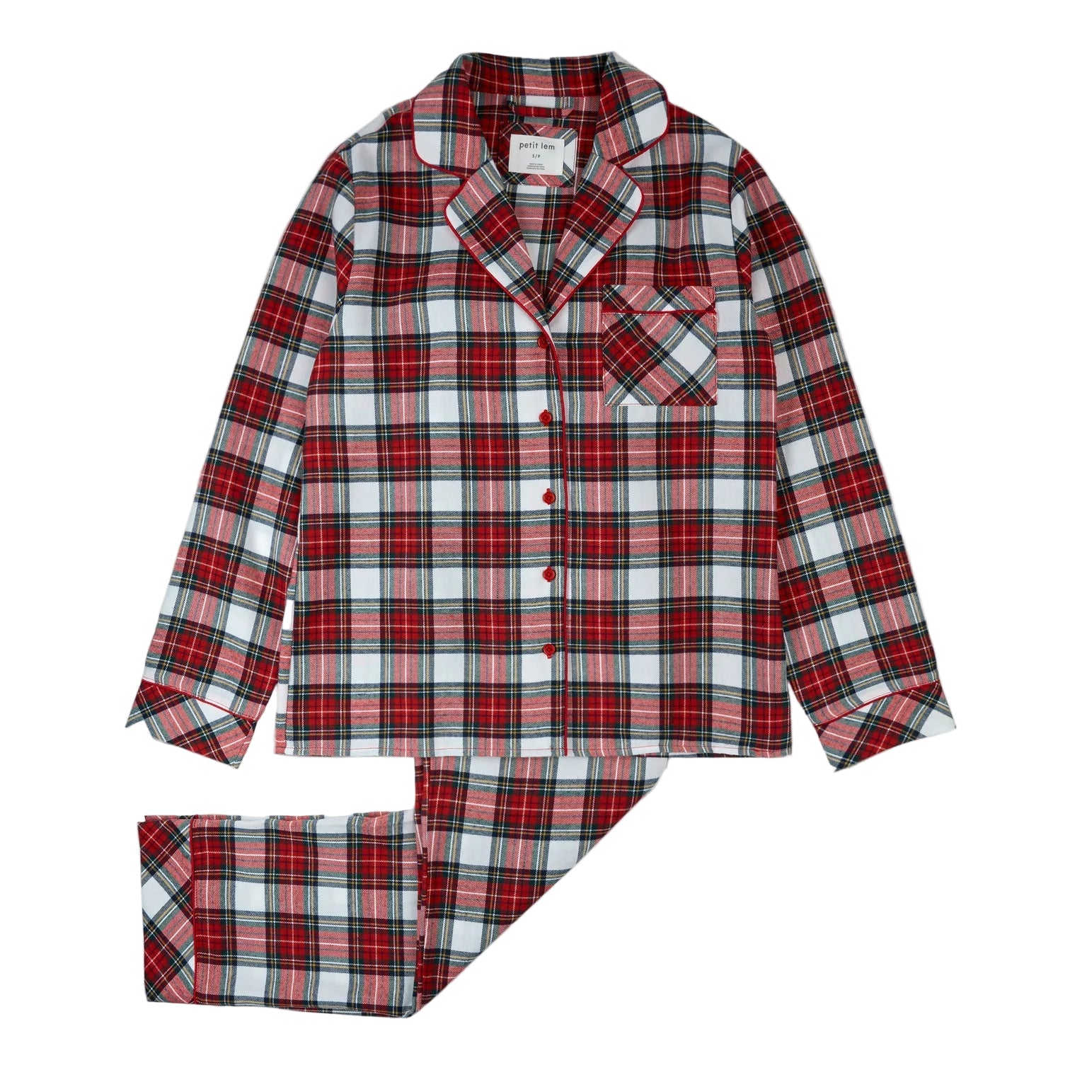 Petit Lem ladies tartan plaid flannel pajamas