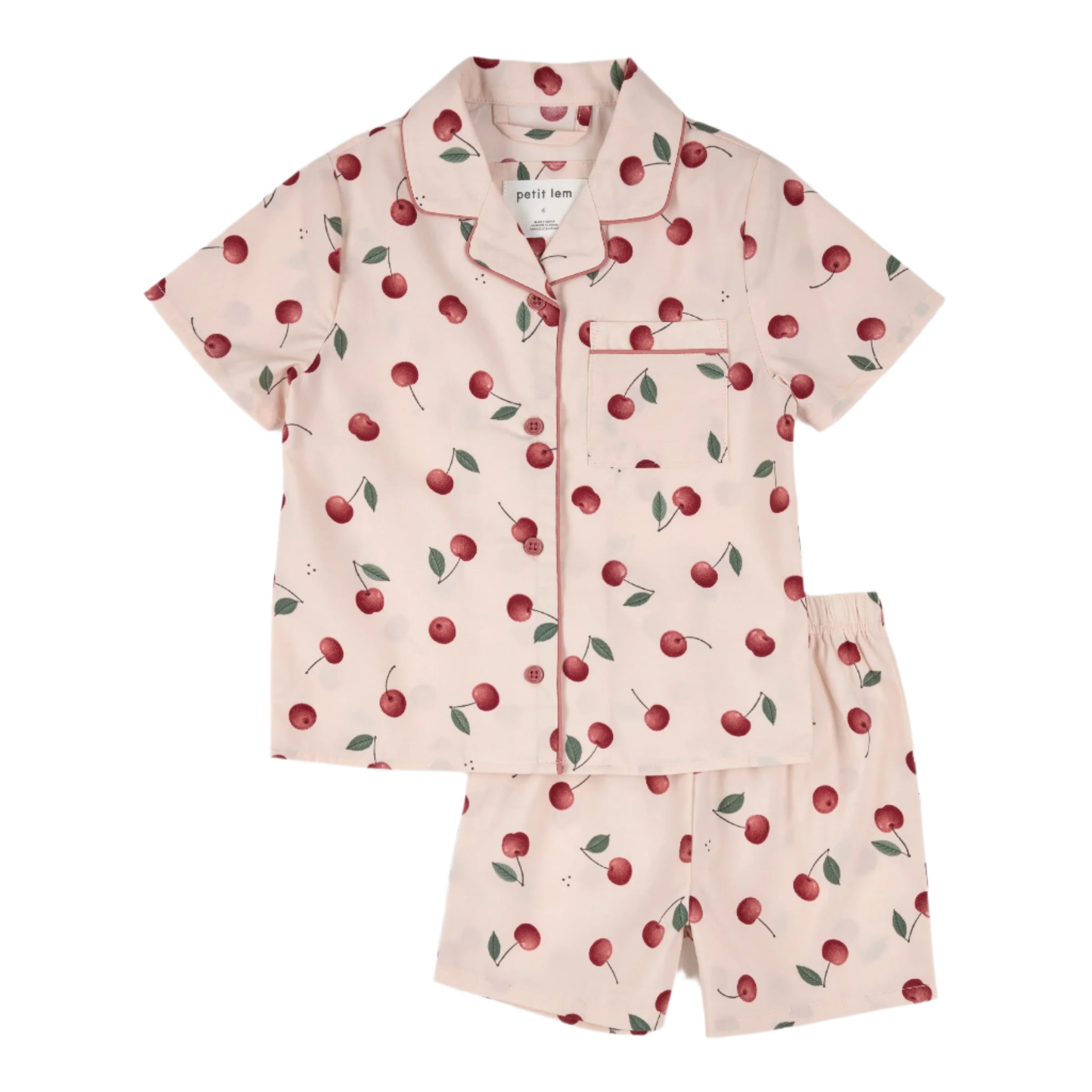 Petit Lem girls cherry print woven pajamas