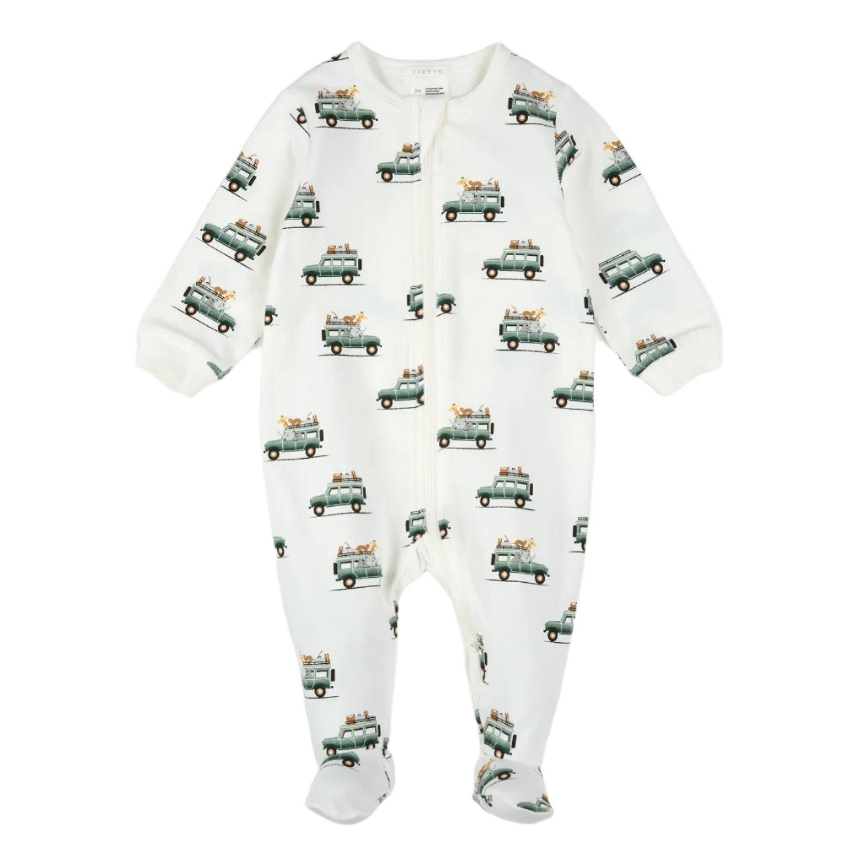 Petit Lem infant safari suv print footie