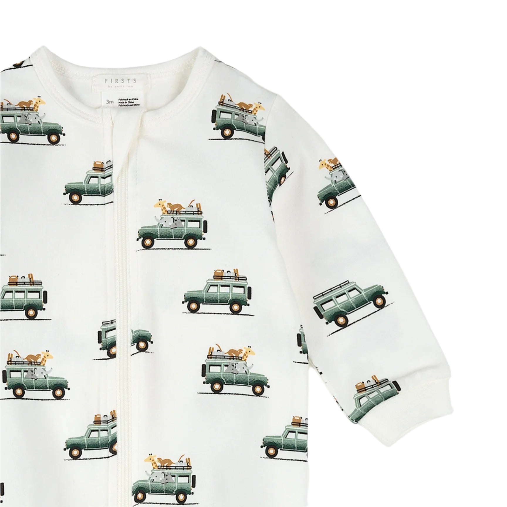 Petit Lem infant safari suv print footie
