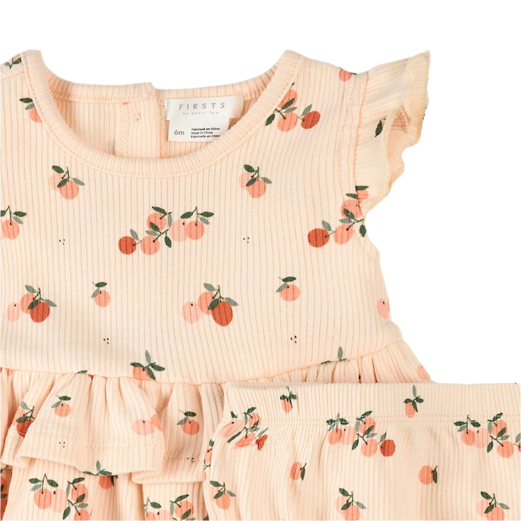 Petit Lem infant girl agrumes print ribbed outfit