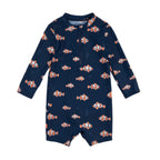 Petit Lem infant clownfish print long-sleeve rashguard swimsuit
