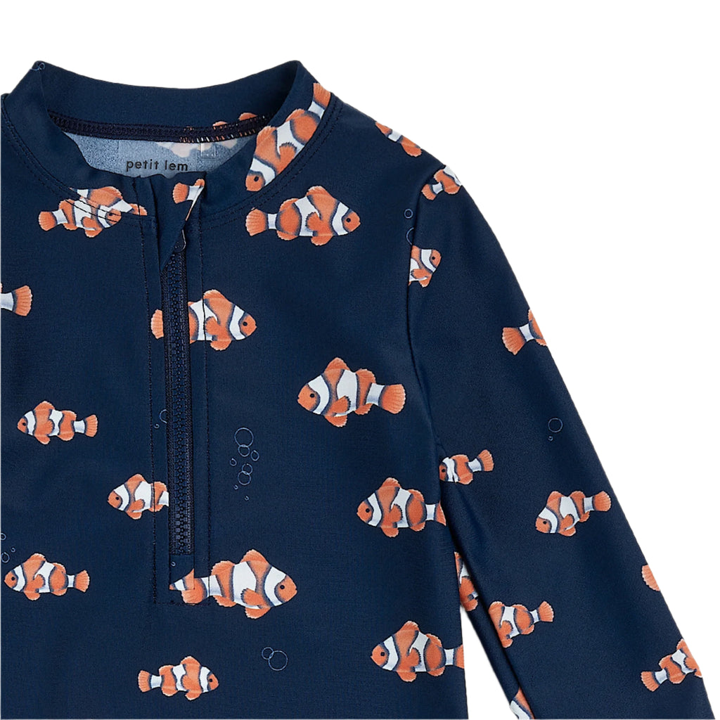 Petit Lem infant clownfish print long-sleeve rashguard swimsuit