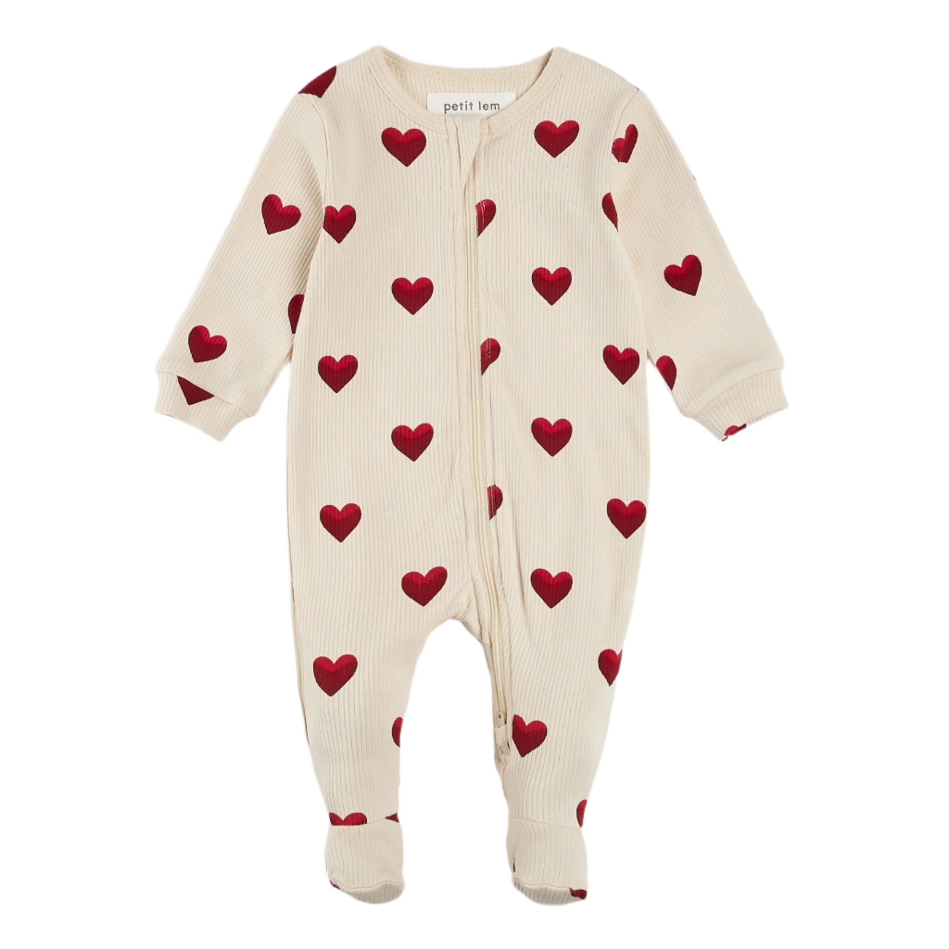 Petit Lem infant heart print footie