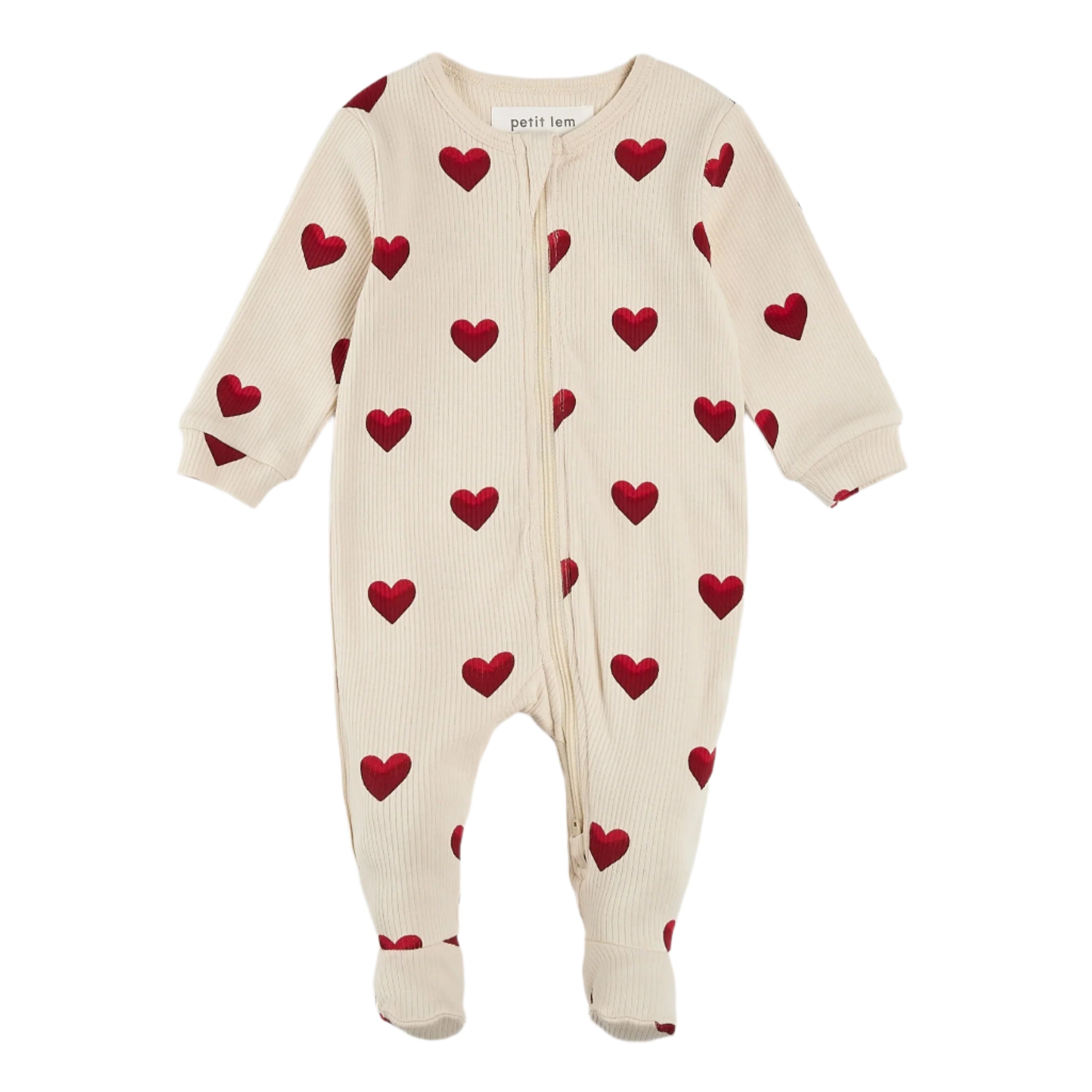 Petit Lem infant heart print footie