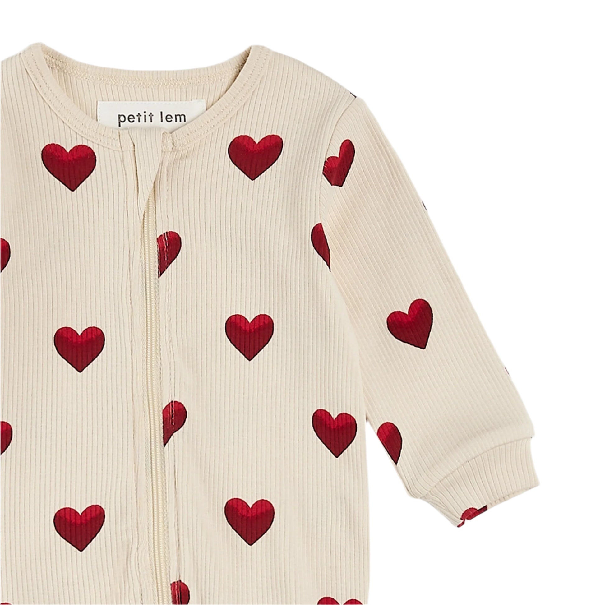 Petit Lem infant heart print footie