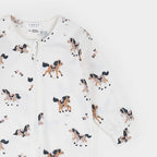 Petit Lem infant girl pony print zip footie