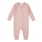 Petit Lem infant girl modal rib scalloped sleeper