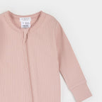 Petit Lem infant girl modal rib scalloped sleeper