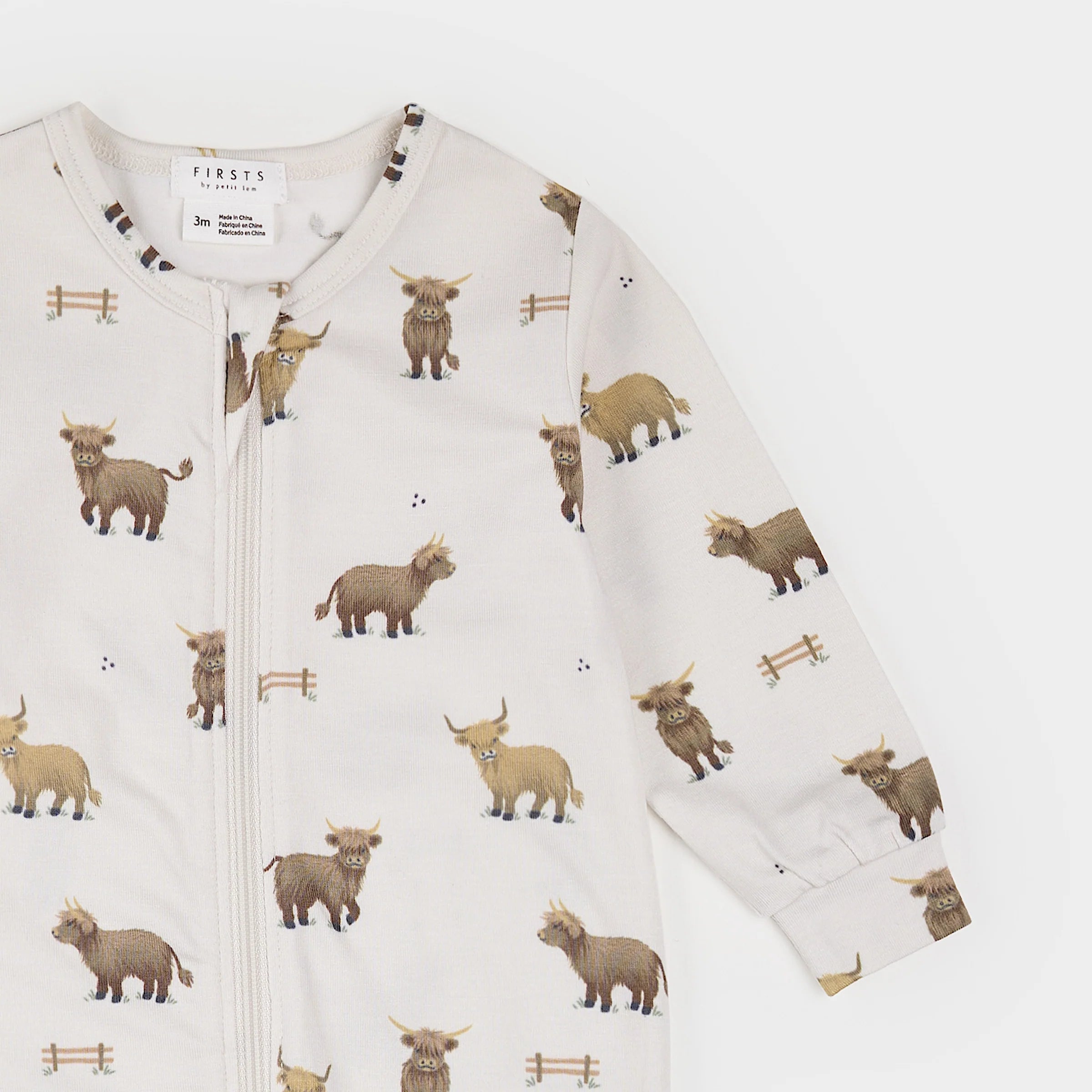 Petit Lem infant highland cow print footie