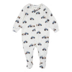 Petit Lem infant boy tractor ride print zip footie