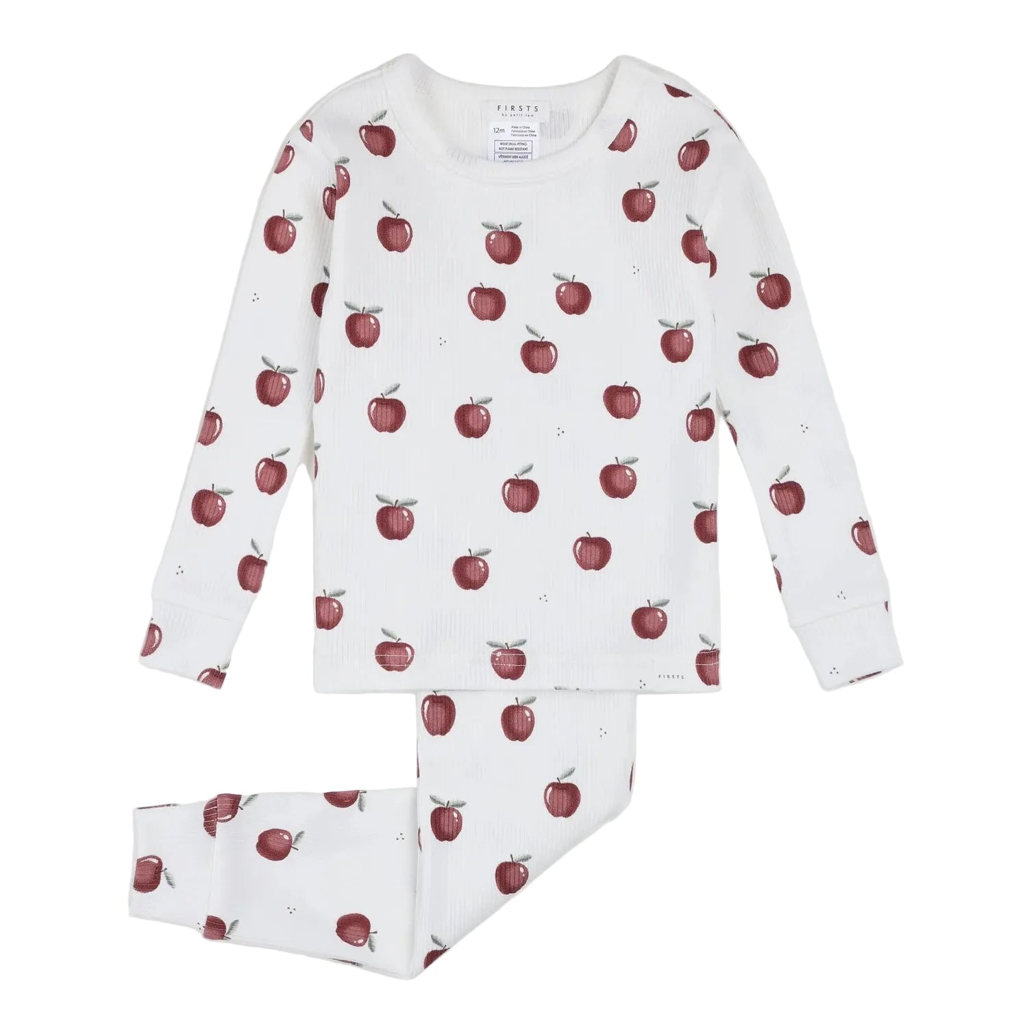 Petit Lem kids apple print ribbed pajamas