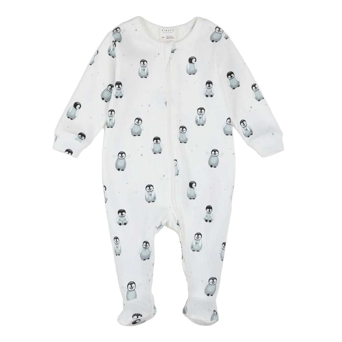 Petit Lem infant penguin print ribbed footie