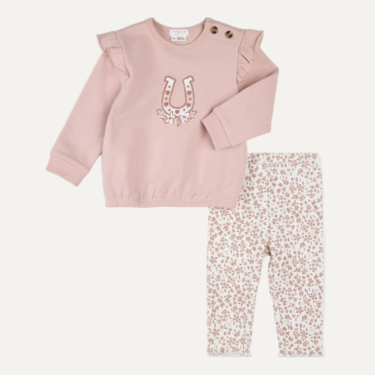 Petit Lem infant girl horseshoe print sweatshirt & legging set