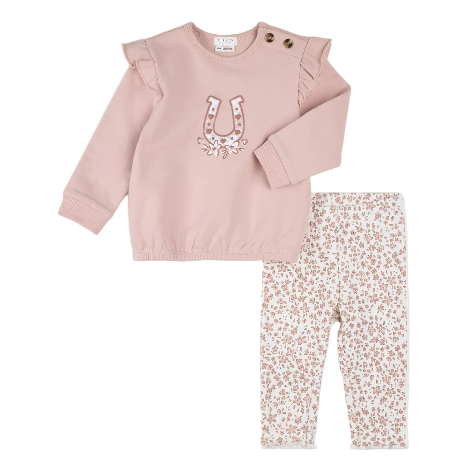 Petit Lem infant girl horseshoe print sweatshirt & legging set