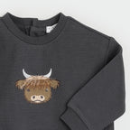 Petit Lem infant highland cow graphic sweatshirt set