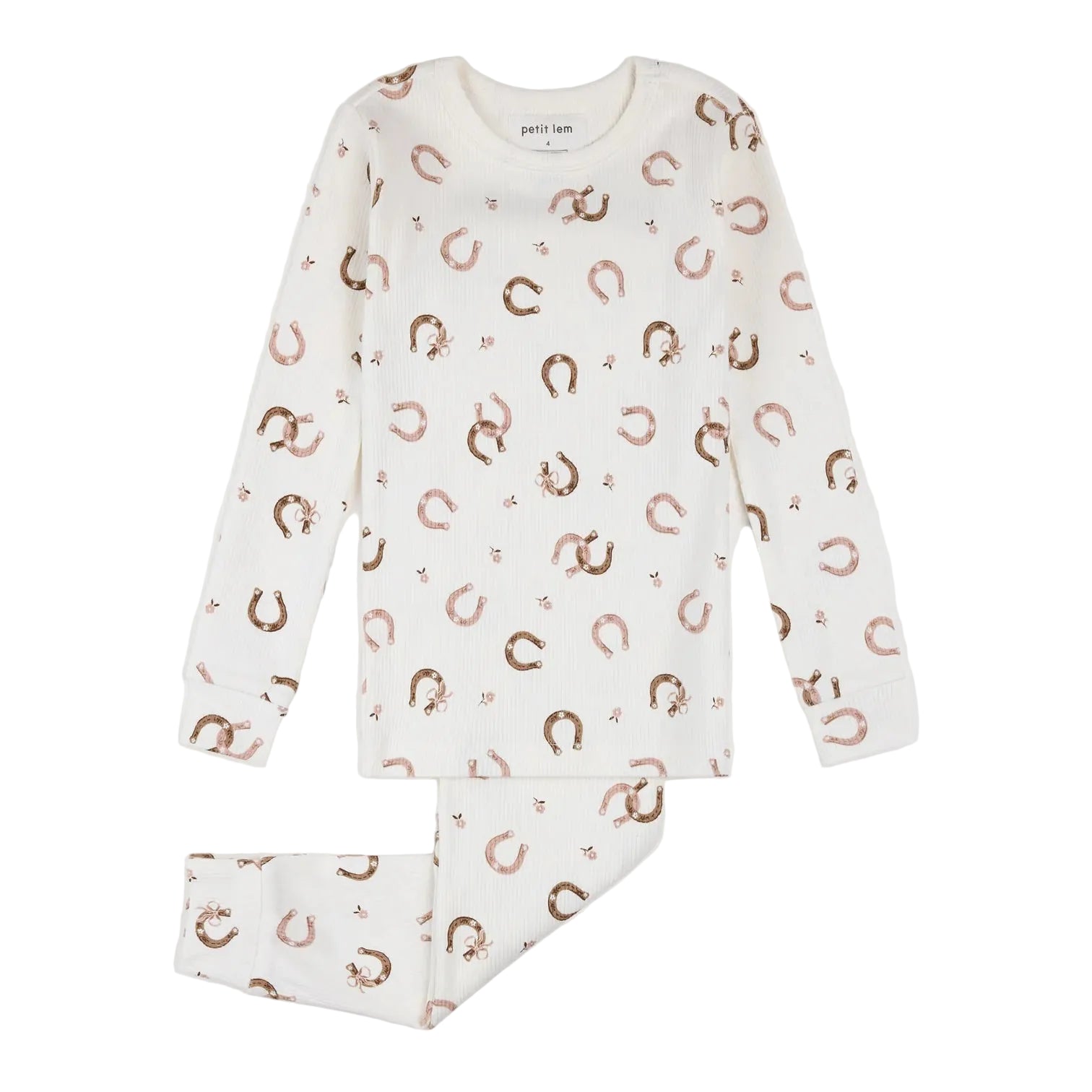 Petit Lem girls horseshoe print ribbed pajamas