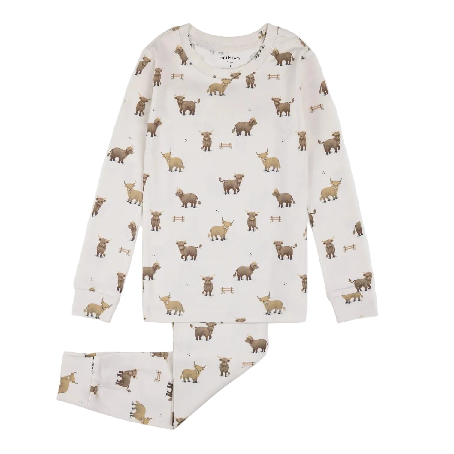 Petit Lem kids highland cow print pajamas