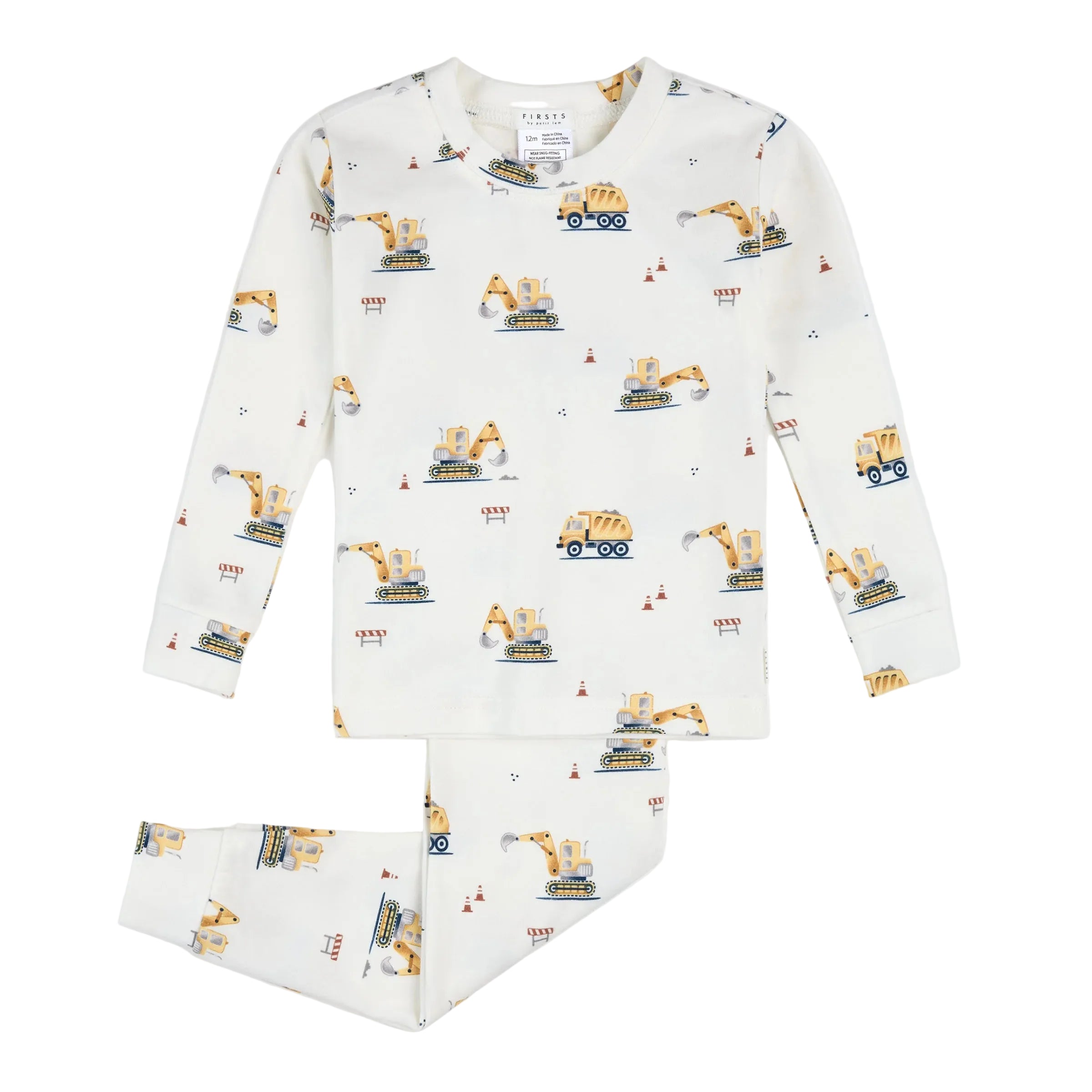 Petit Lem infant boy digger print pajamas