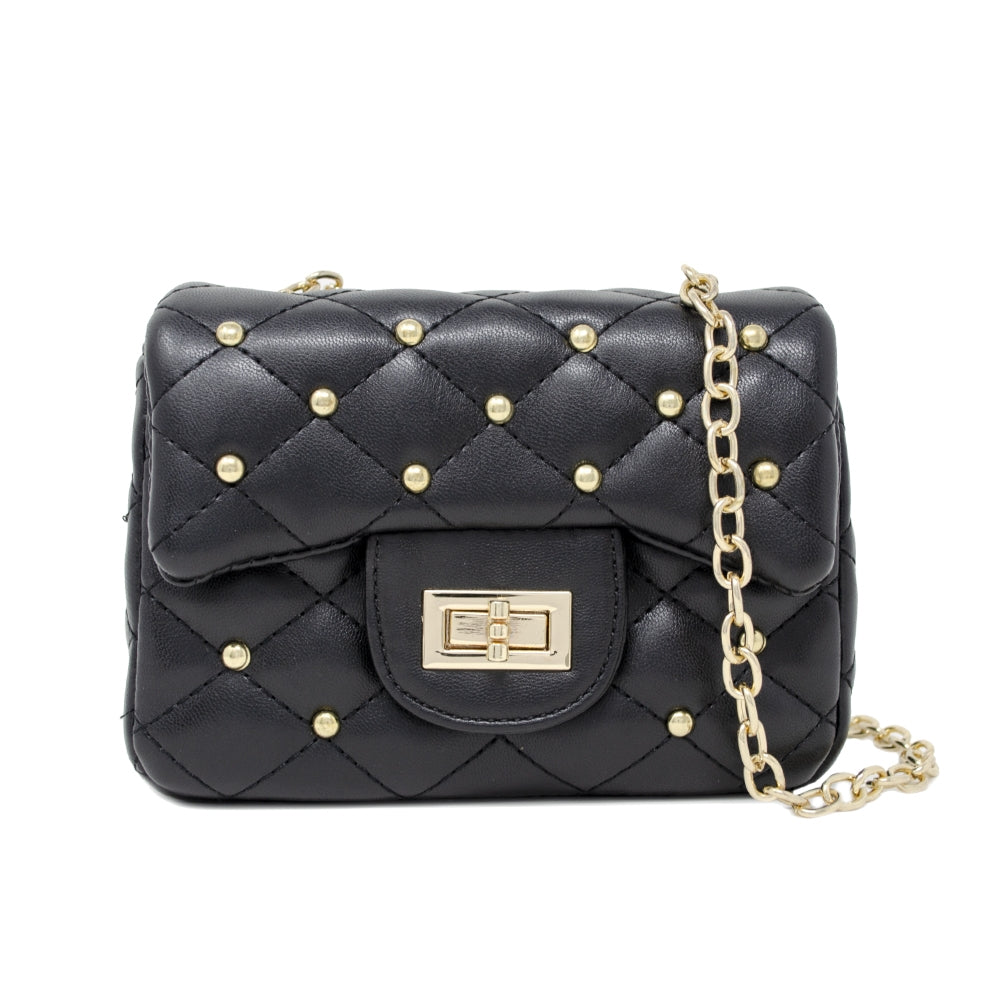 Tiny Treats quilted stud mini bag