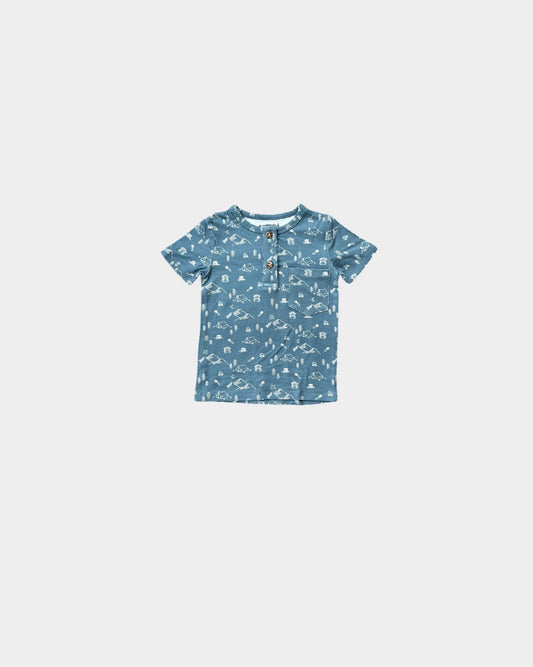 Babysprouts boys camp print henley shirt