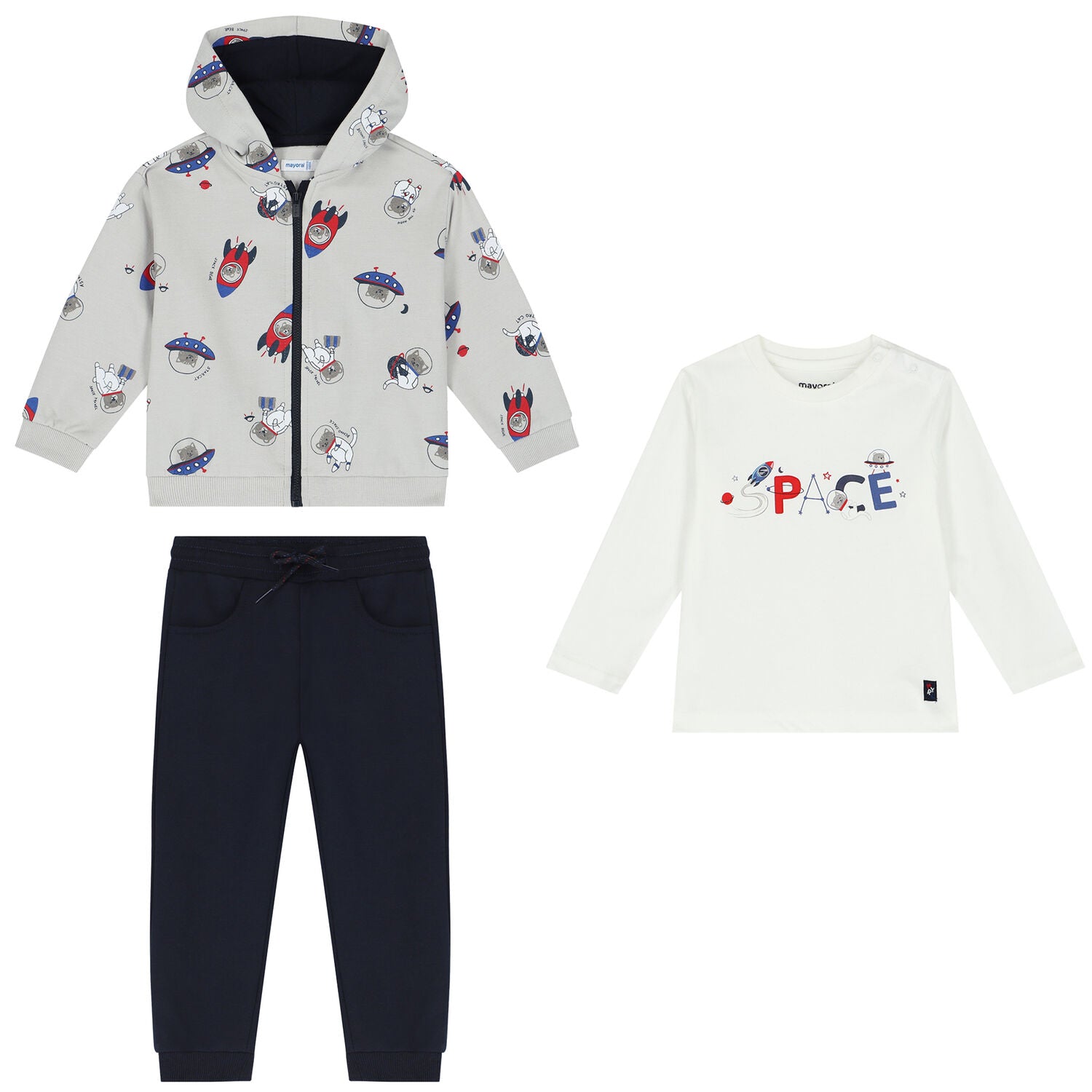 Mayoral infant boy 3-piece outer space print sweat set