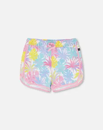 Deux Par Deux girls printed palm leaves boardshorts