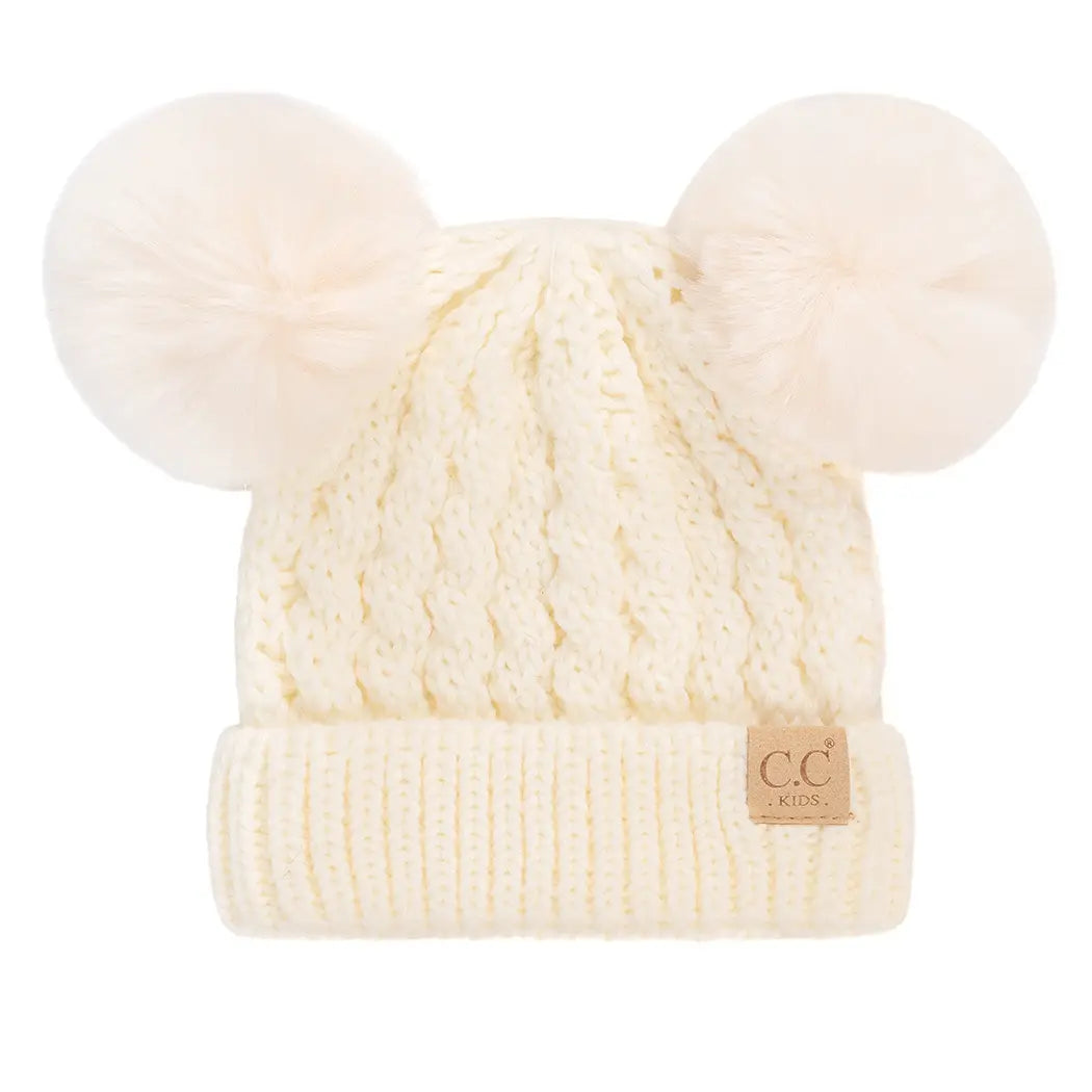 Fashion City kids double pom beanie