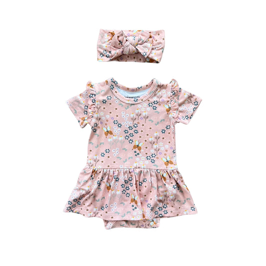 Babysprouts infant girl onesie dress & headband set