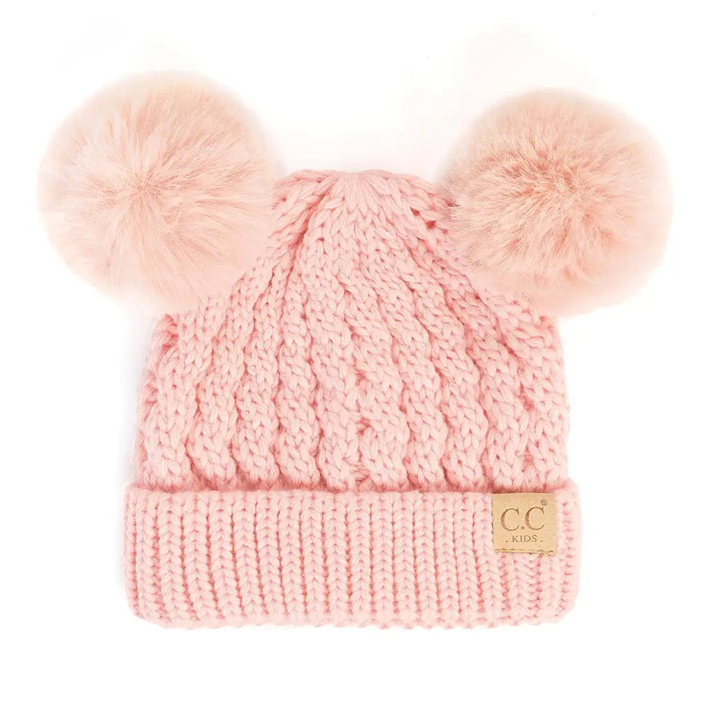 Fashion City kids double pom beanie