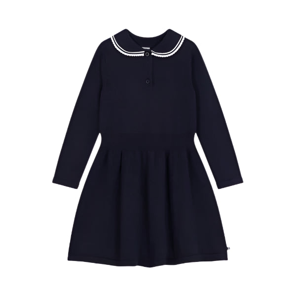 Petit Bateau girls peter pan collar long sleeve dress