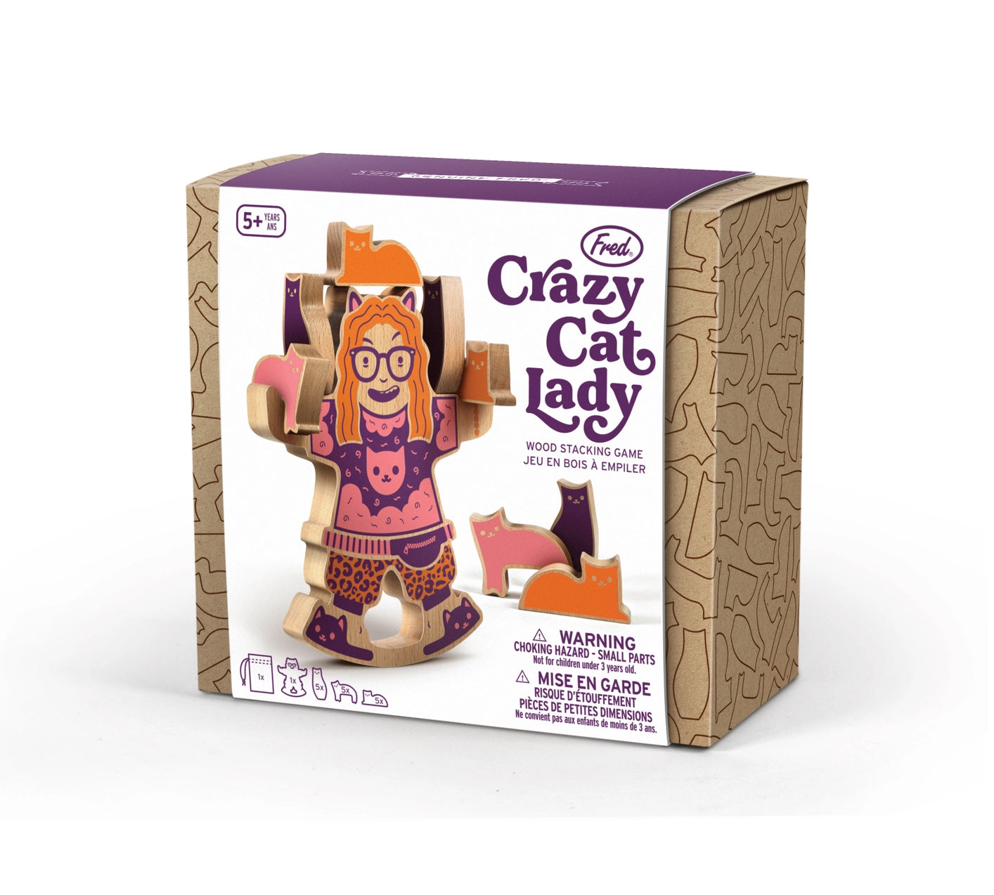 Fred & Friends crazy cat lady wooden stacking game