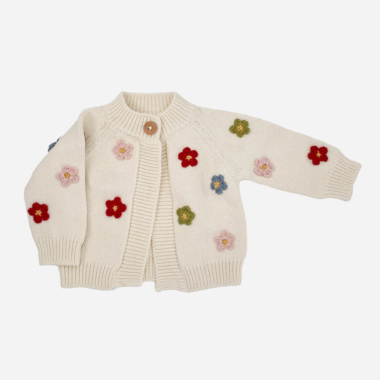 The Blueberry Hill infant girl cotton flower cardigan