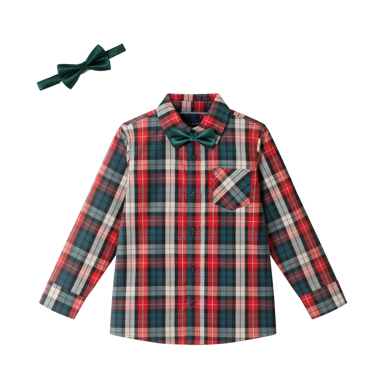 Andy & Evan boys plaid shirt with bow tie