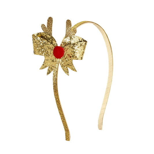 Sweet Wink reindeer glitter bow headband